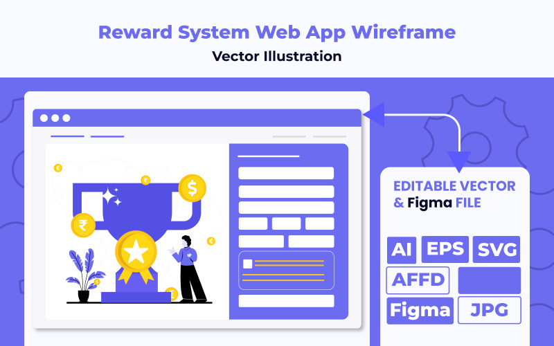Conceito de Wireframe de Aplicativo Web de Sistema de Recompensas Online