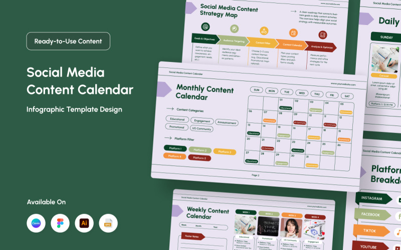 Infografica del calendario della strategia dei contenuti dei social media