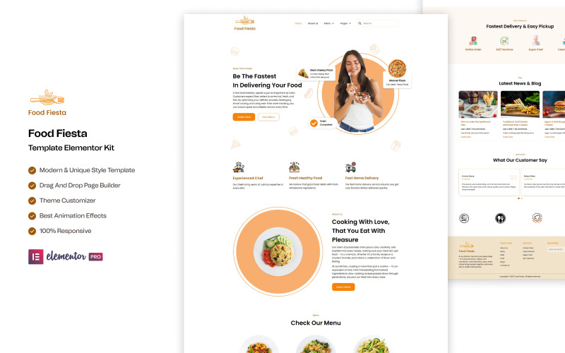 Food Fiesta – Elementor Website Kit voor Restaurants & Cafés
