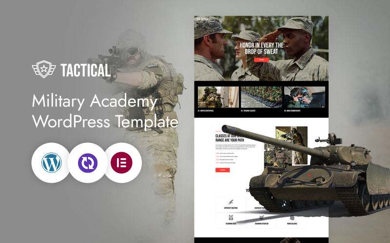 Modèle Elementor pour CMS d'entraînement et de service militaire (Tactique)