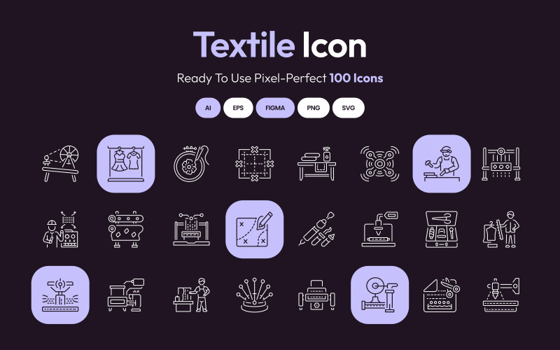 Moderne textiel icoon kunstset