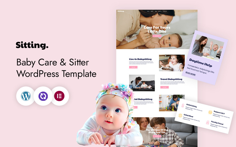 Plantilla Elementor de WordPress para cuidado de bebés y niñeras