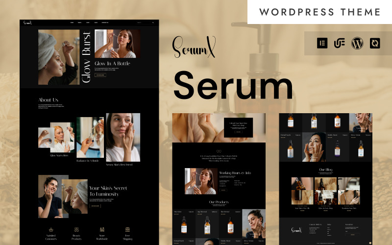 SerumX - Kosmetisk serumbutik och skönhetsprodukter WooCommerce Elementor-tema