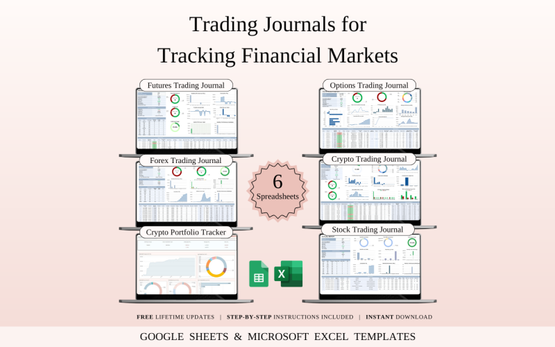 Obchodní deníky pro sledování finančních trhů | Šablony tabulek pro Google Tabulky a Excel