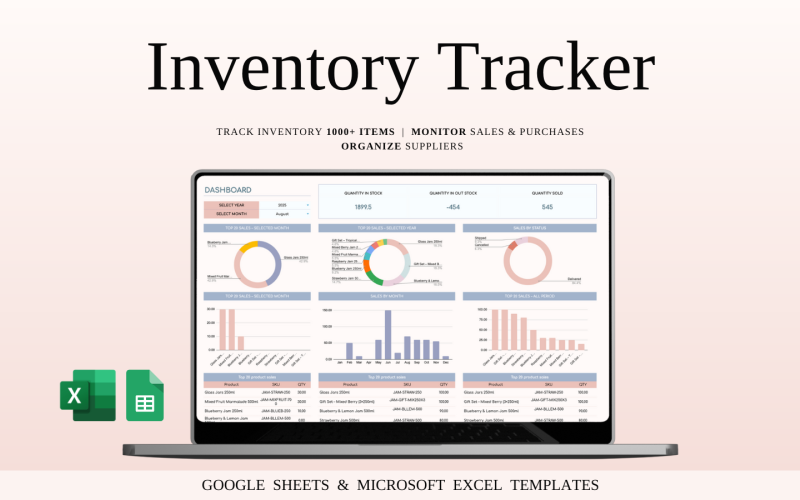 Voorraadbeheerspreadsheet-sjabloon voor Google Sheets en Excel
