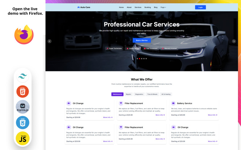 Auto Care - Serwis samochodowy i mechanik samochodowy tailwindcss