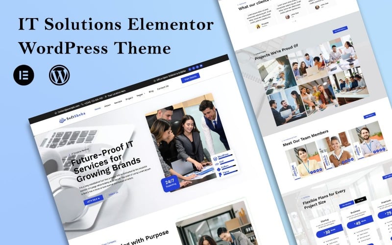 SoftSheba – Elementor-WordPress-Theme einer IT-Lösungsagentur
