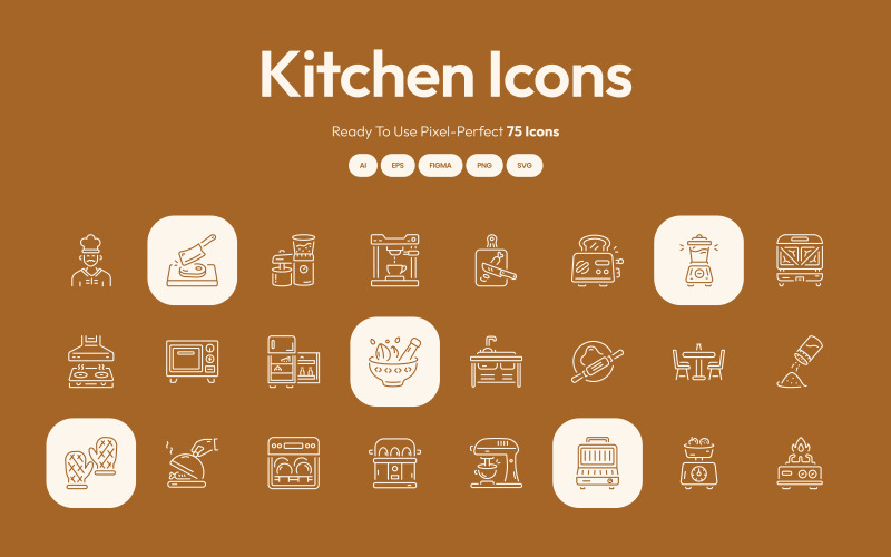Modernes Küchen-Icon-Art-Set