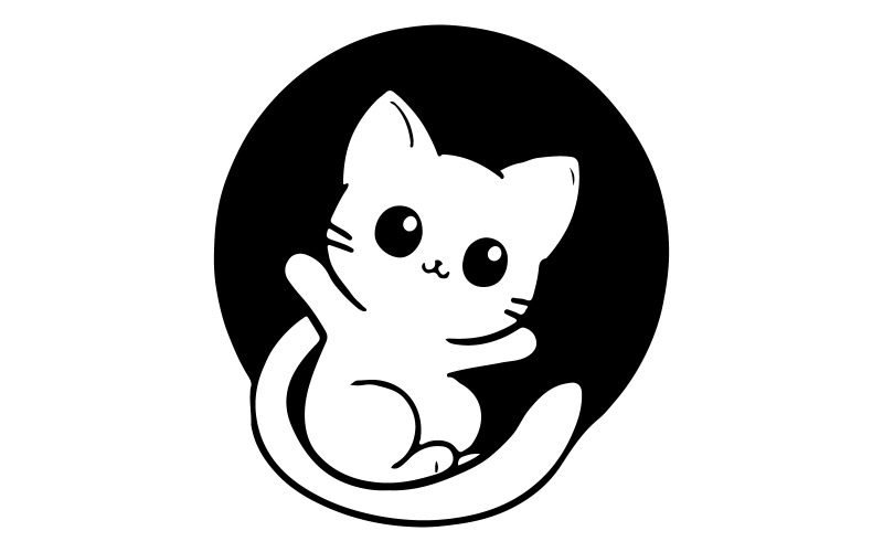 Un'arte vettoriale con silhouette di gatto felice