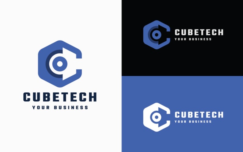 Cube Tech — современный шестиугольный логотип с буквой C