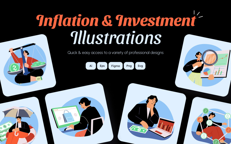 Inflation och investeringar illustration set