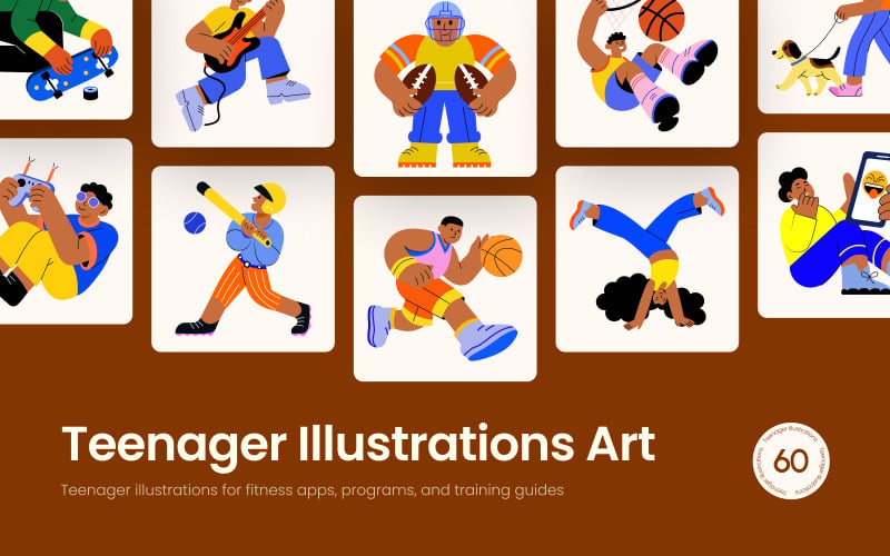 Set di illustrazioni per adolescenti