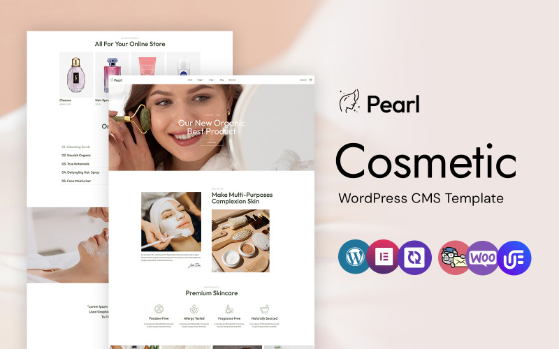 Pearl - Kozmetikai és szépségápolási áruház WordPress Elementor sablon