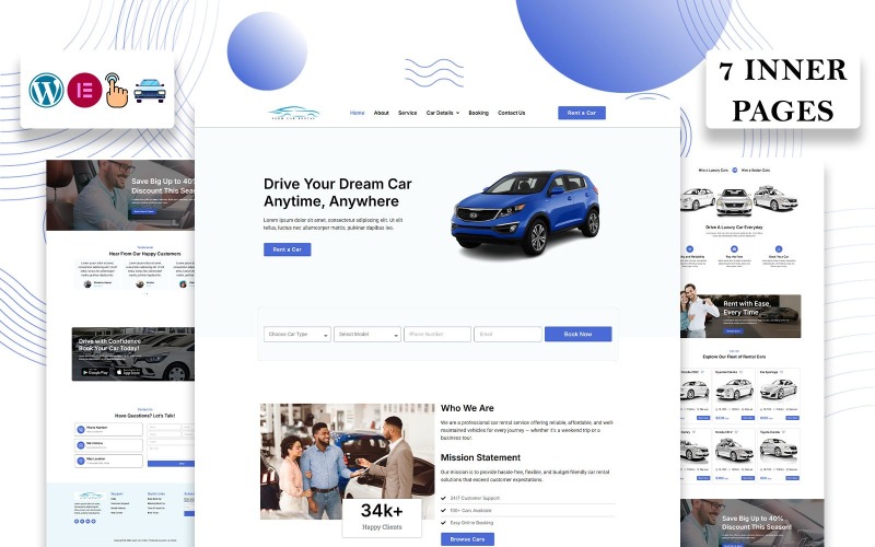 Zoom — тема Elementor WordPress для аренды автомобилей