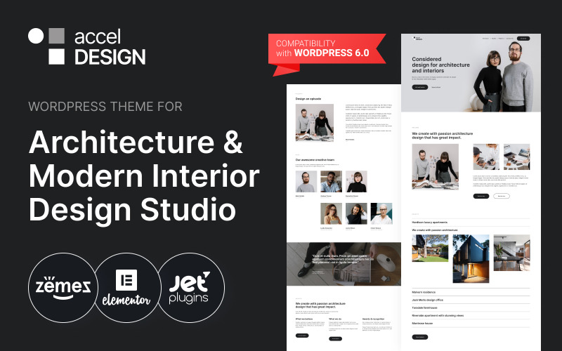 AccelDesign – WordPress-Theme für Innenarchitektur und Architektur im modernen Studio
