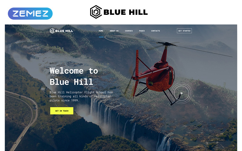 Blue Hill - Modelo de site em HTML criativo de várias páginas da Flight School