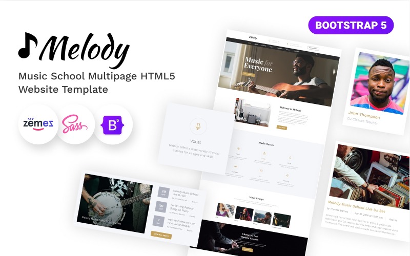 Melodie - Muziekschool HTML5 Bootstrap-websitesjabloon met meerdere pagina's