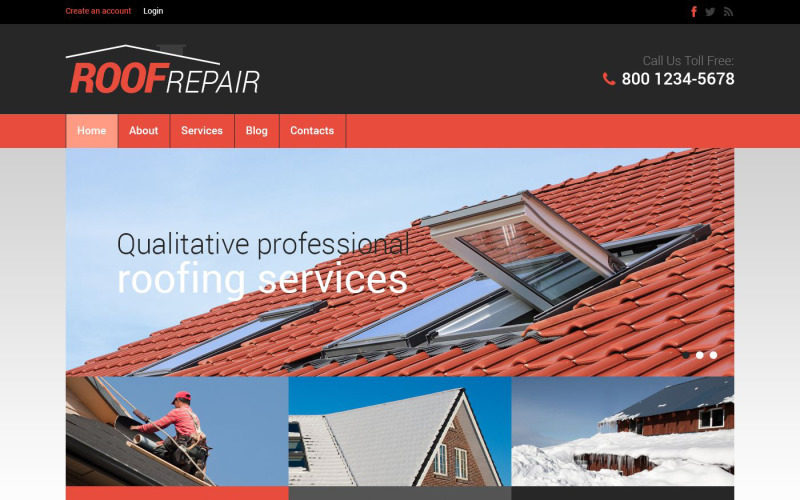 Responsieve Drupal-sjabloon van Roofing Company
