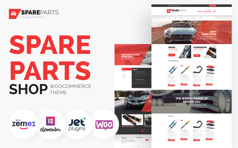 SpareParts - Reservdelar Shop E-handel Modern Elementor WooCommerce Theme