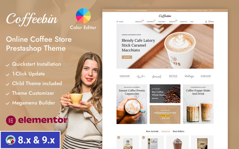 Coffeebin - Tema adaptable para PrestaShop de cafeterías