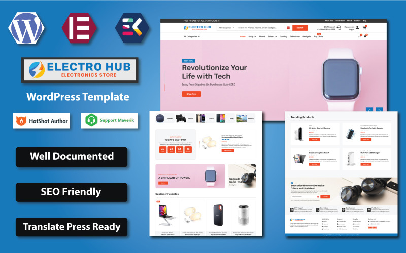 Electro Hub — современный шаблон магазина электроники WooCommerce Elementor