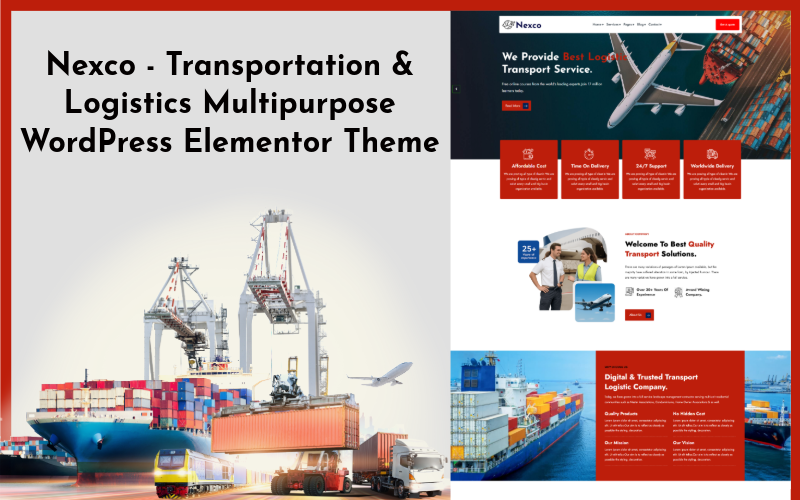 Nexco - Tema WordPress Elementor para Transporte e Logística