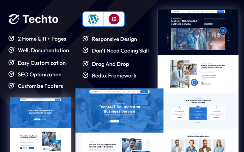 Techto - WordPress-thema voor IT-oplossingen en technologiebureaus