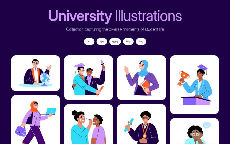 University Illustration Art Set