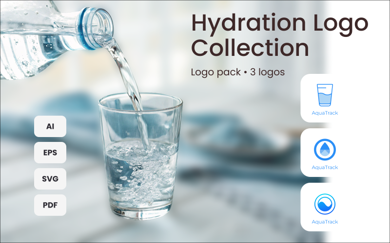 AquaTrack – Hidrasyon Takipçisi Logo Seti