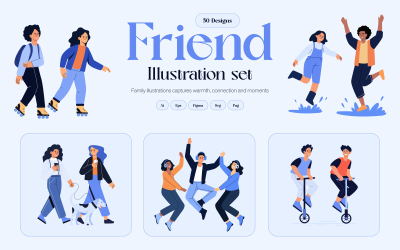 Vän illustration konst set