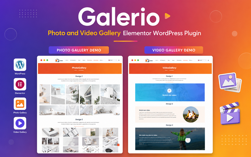 Galerio – Foto- und Videogalerie Elementor WordPress Plugin