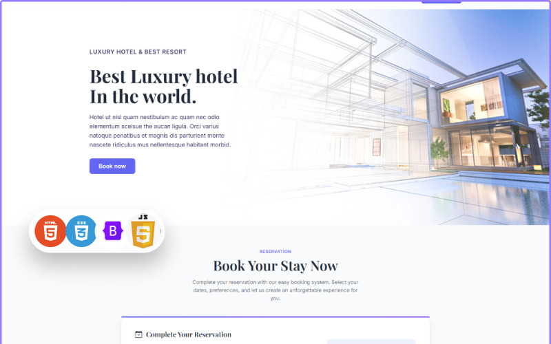 Luxus - HTML-Landingvorlage für Luxus- und Hotelbuchungen