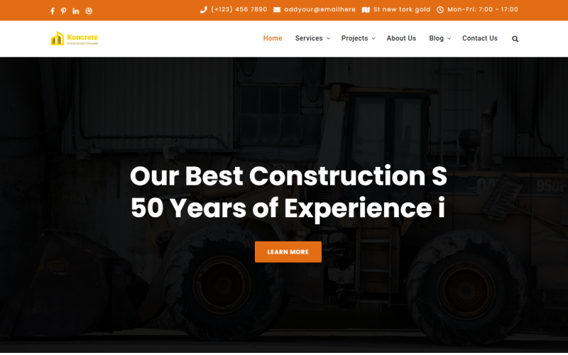 Modello HTML per il servizio di costruzione di Koncrete