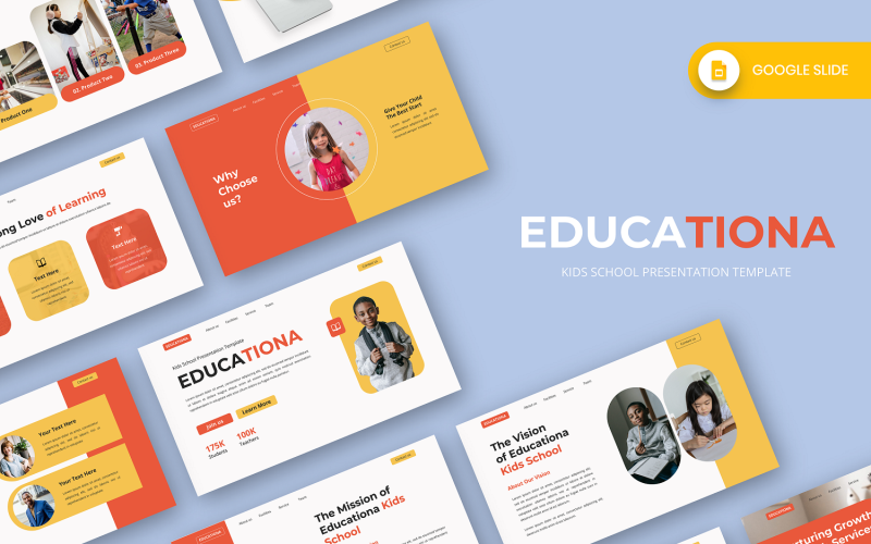 Educação - Modelo de Slide do Google para Escola Infantil