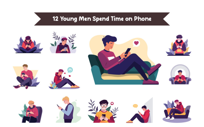 12 jóvenes pasan tiempo en el teléfono