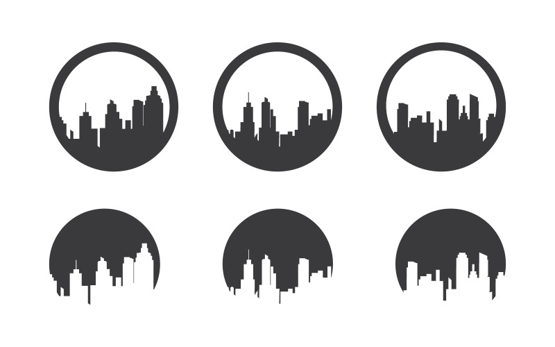 Urban City silhuett bakgrund vektor illustration design v.5
