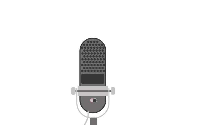 Micrófono de podcast retro vintage, equipo clásico de estudio de transmisión