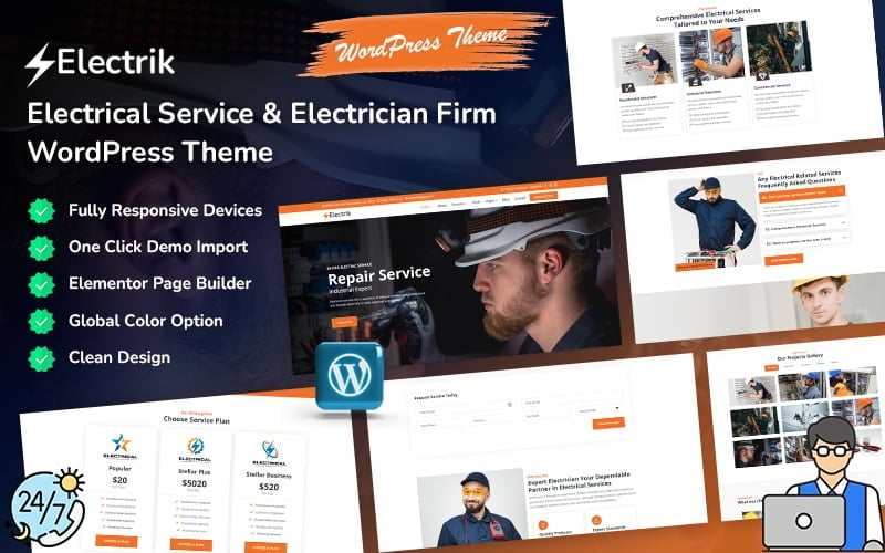 Electrik — тема WordPress для электротехнической компании и электромонтажных работ