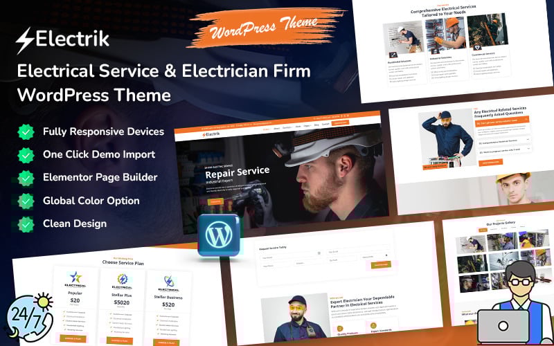 Electrik - Thème WordPress pour entreprises de services électriques et d'électriciens