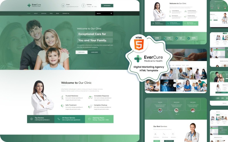 Evercure - 医疗健康领域响应式 HTML 模板