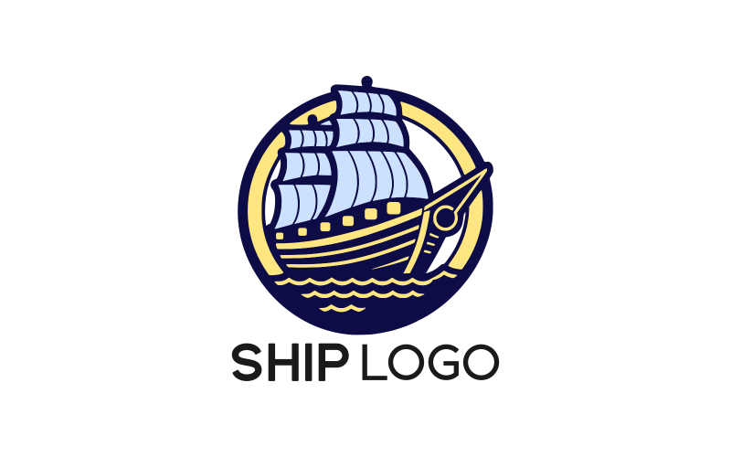 Modelo de design de logotipo de navio criativo