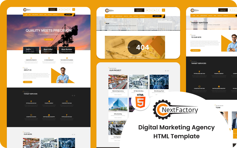 NextFactory – HTML-sjabloon voor industriële en productie