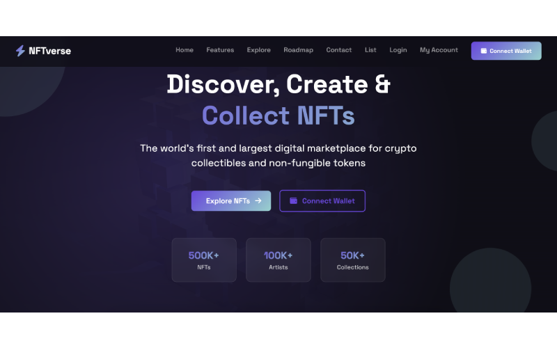 Thème HTML Bootstrap pour la place de marché NFT