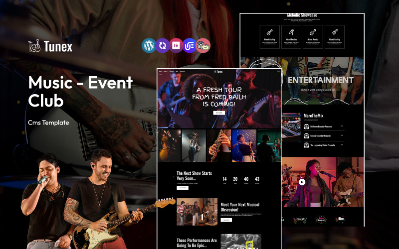 Tunex - Thème WordPress polyvalent et réactif pour clubs de musique et d'événements