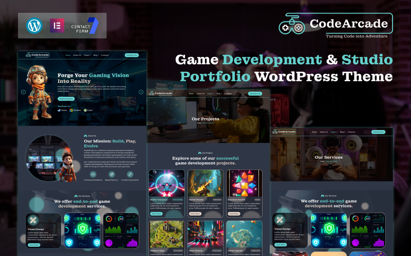 CodeArcade – Oyun Geliştirme ve Stüdyo Portföyü WordPress Teması