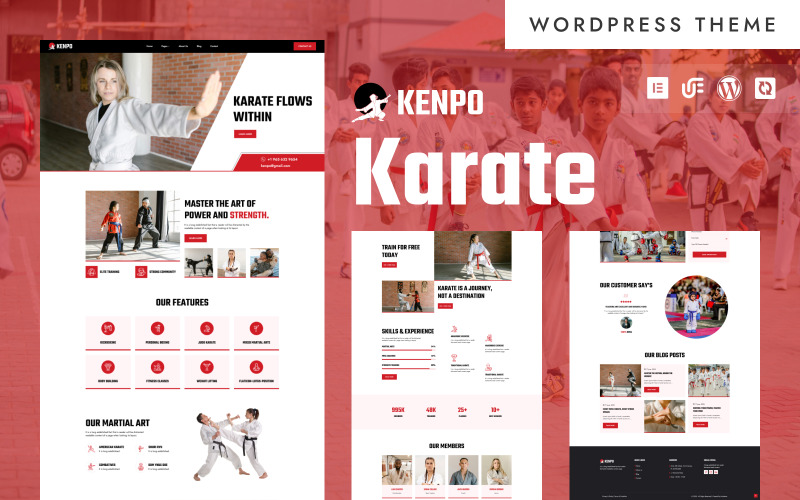 Kenpo - Šablona WordPress Elementor pro školu bojových umění a karate