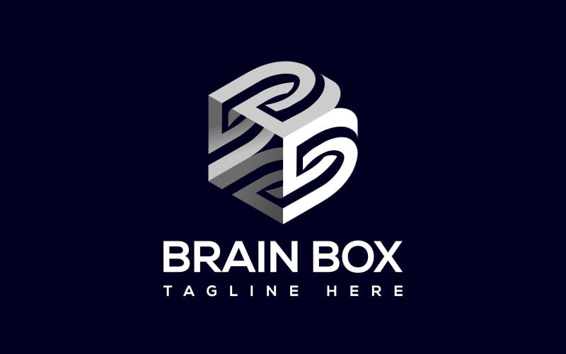 Letter B Brain Logo Kunstmatige intelligentie Ai Brain Box Logo creatief brainstormen