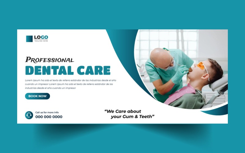 Modello di banner per la copertina dei social media per la cura dentale Ver-2