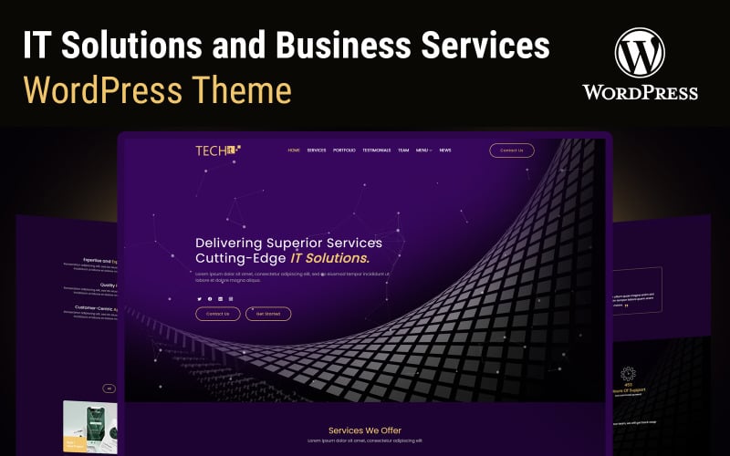 Techit | Thème WordPress polyvalent et réactif pour solutions informatiques et services aux entreprises