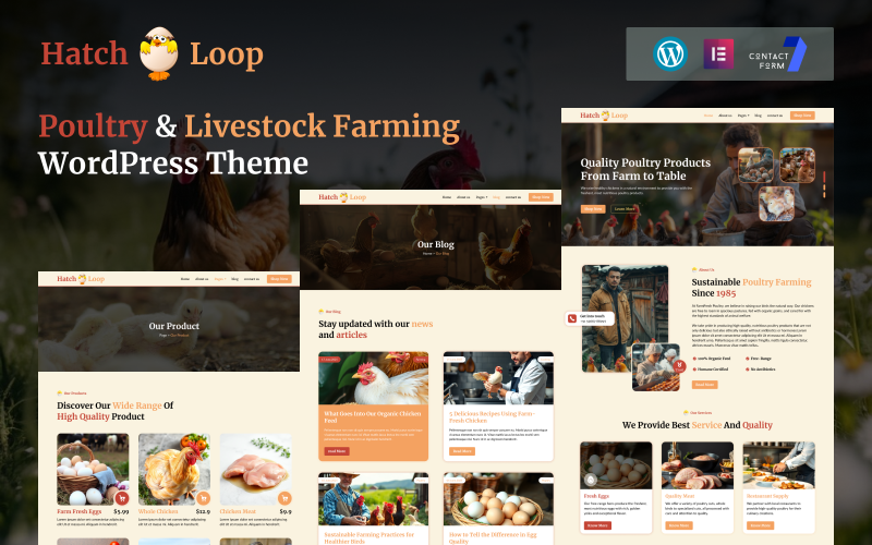 WordPress-tema för fjäderfägård och ekologisk kyckling